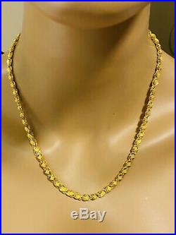 22K Yellow Gold 916 Womens Size Damascus Chain Necklace With 20 Long 5mm 11g