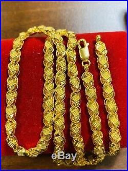 22K Yellow Gold 916 Womens Size Damascus Chain Necklace With 20 Long 5mm 14.2g
