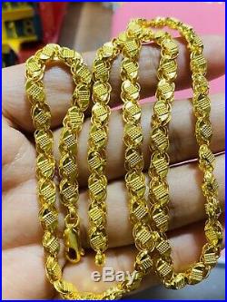 22K Yellow Gold 916 Womens Size Damascus Chain Necklace With 20 Long 5mm 14.2g