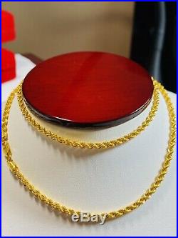 22K Yellow Gold 916 Womens Size Rope Chain Necklace With 20 Long 3mm 5.5g
