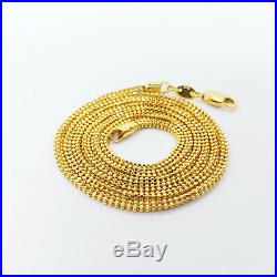 22K Yellow Gold Chain Necklace 24.5 inch Hollow Beaded Hallmarked 916 GOLDSHINE