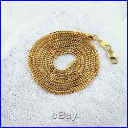 22K Yellow Gold Chain Necklace 24.5 inch Hollow Beaded Hallmarked 916 GOLDSHINE