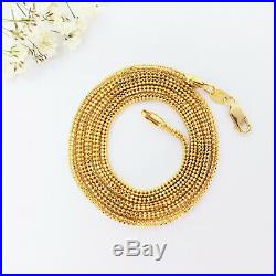 22K Yellow Gold Chain Necklace 24 inch Hollow Beaded Hallmarked 916 GOLDSHINE