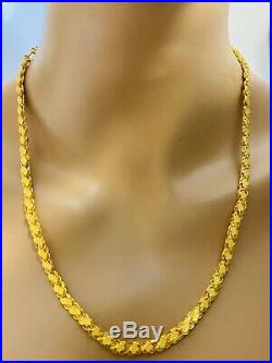 22K Yellow Gold Mens Womens Damascus Necklace With 22 Long 5mm USA Seller