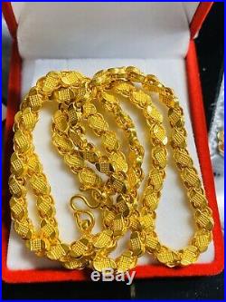 22K Yellow Gold Mens Womens Damascus Necklace With 22 Long 5mm USA Seller