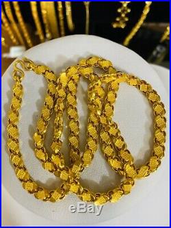 22K Yellow Gold Womens Damascus Necklace With 18 Long 5mm USA Seller