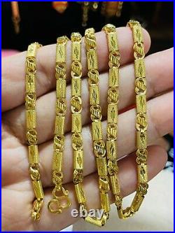 22K Yellow Real Saudi Gold 916 Mens Baht Necklace With 24 Long 4mm Wide 11.84g