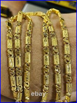 22K Yellow Real Saudi Gold 916 Mens Baht Necklace With 24 Long 4mm Wide 13.44g