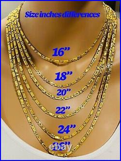 22K Yellow Real Saudi Gold 916 Mens Baht Necklace With 24 Long 4mm Wide 13.44g