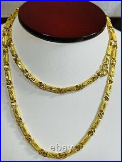 22K Yellow Real Saudi Gold 916 Mens Baht Necklace With 24 Long 5mm Wide 13.07g