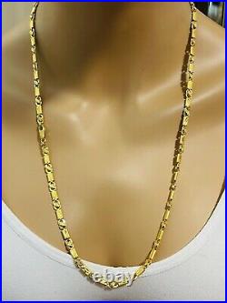 22K Yellow Real Saudi Gold 916 Mens Baht Necklace With 26 Long 5mm Wide 15.3g