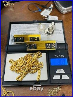 22K Yellow Real Saudi Gold 916 Mens Baht Necklace With 28 Long 5mm Wide 19.09g