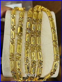 22K Yellow Real Saudi Gold 916 Mens Womens Baht Necklace With 22 Long 4mm 11.4g