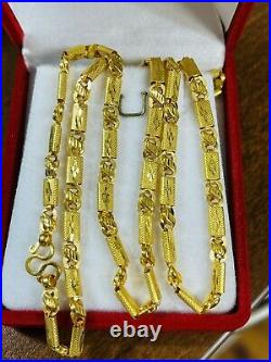 22K Yellow Real Saudi Gold 916 Mens Womens Baht Necklace With 22 Long 4mm 11.5g