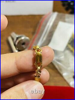 22K Yellow Real Saudi Gold 916 Mens Womens Baht Necklace With 22 Long 4mm 12.7g