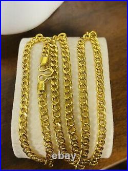 22K Yellow Real Saudi Gold 916 Unisex Cuban Chain Necklace 22 Long 12.4g 4.5mm