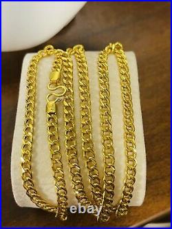 22K Yellow Real Saudi Gold 916 Unisex Cuban Chain Necklace 22 Long 12.4g 4.5mm