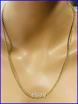 22K Yellow Real Saudi Gold 916 Unisex Rope Chain Necklace 22 Long 6.65g 3mm