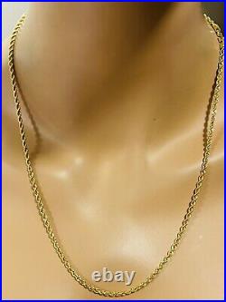 22K Yellow Real Saudi Gold 916 Unisex Rope Chain Necklace 22 Long 6.65g 3mm