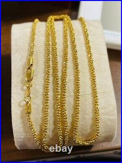 22K Yellow Real Saudi Gold 916 Womens Braided Necklace With 24Long 2mm 8.88g