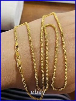 22K Yellow Real Saudi Gold 916 Womens Braided Necklace With 24Long 2mm 8.88g