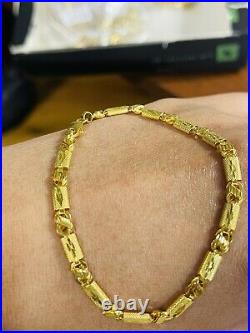22K Yellow Saudi Gold 916 7.5 Long Womens Baht Bracelet 4mm 4.4g Beautiful