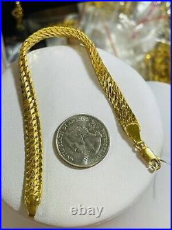 22K Yellow Saudi Gold 916 Womens 7 long Bracelet With 8mm 10.22g Beautiful