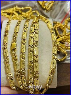 22K Yellow Saudi Gold 916 Womens Baht Chain Necklace With 20 Long 4mm 10.7g