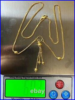22K Yellow Saudi Gold 916 Womens Balls Necklace With 18/20 Long 6.03g 1,6mm