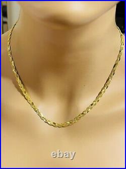 22K Yellow Saudi Gold 916 Womens Braided Necklace With 18 Long 9.52g Wide 4mm