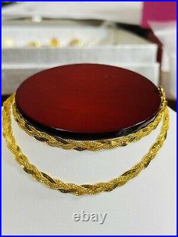 22K Yellow Saudi Gold 916 Womens Braided Necklace With 18 Long 9.52g Wide 4mm