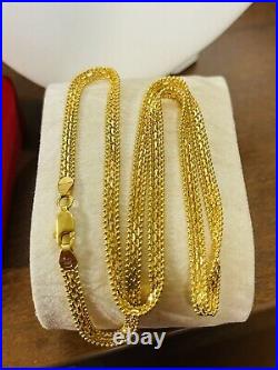 22K Yellow Saudi Gold 916 Womens Chain Necklace With 18 Long 10.7g Wide 4mm