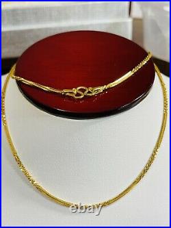22K Yellow Saudi Gold 916 Womens Chain Necklace With 18 Long 5.74g Wide 1.6mm