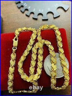 22K Yellow Saudi Gold 916 Womens Damascus Necklace With 22 Long 5.5mm 12.6g