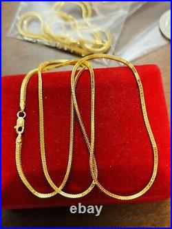 22K Yellow Saudi Gold 916 Womens Snake Chain Necklace With 20 Long 2.5mm 6.52g