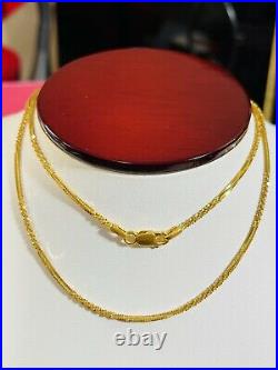 22K Yellow Saudi Gold 916 Womens Snake Necklace With 16 Long 2mm 5.3 grams