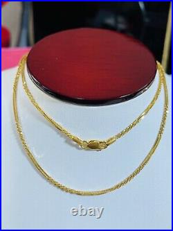 22K Yellow Saudi Gold 916 Womens Snake Necklace With 16 Long 2mm 5.3 grams