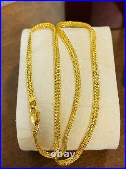 22K Yellow Saudi Gold 916 Womens Snake Necklace With 16 Long 3.2mm 8.53g