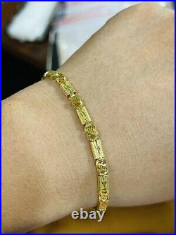 22K Yellow Saudi Gold Fine 916 Mens Baht Bracelet Large 8.5 long 4mm 5.25 grams
