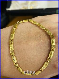 22K Yellow Saudi Gold Fine 916 Mens Baht Bracelet Large 8.5 long 4mm 5.25 grams