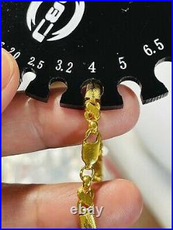 22K Yellow Saudi Gold Fine 916 Womens Baht Bracelet MED 7.5 long 4mm 4.4 Grams