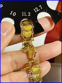 22K Yellow Saudi Gold Fine 916 Womens Coin Bracelet 7.5 Long 19mm 18.4 grams