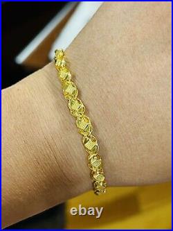22K Yellow Saudi Gold Fine 916 Womens Damascus Bracelet SM/MED Fits 7 6mm 4g