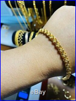 22K Yellow Saudi Gold Fine Damascus Womens Bracelet 7.25 Long 5mm Fits Medium