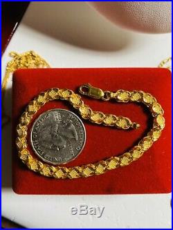 22K Yellow Saudi Gold Fine Damascus Womens Bracelet 7.25 Long 5mm Fits Medium