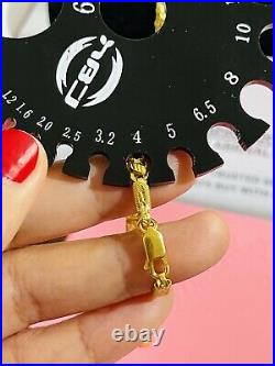 22K Yellow Saudi UAE Gold 916 8 Long Mens Womens Baht Bracelet 4mm 5.25 grams