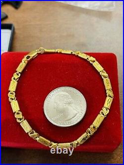 22K Yellow Saudi UAE Gold 916 8 Long Mens Womens Baht Bracelet 4mm 5.25 grams