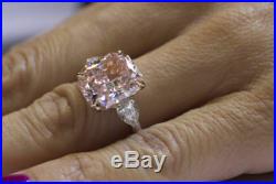 3 stone 3.60ct pink radiant cut diamond modern engagement ring in 14k white gold