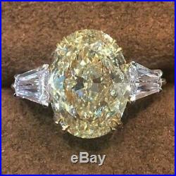 5.20cts Fancy canary yellow oval diamond engagement wedding 14k white gold ring
