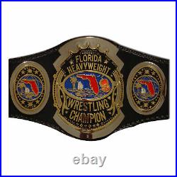 80's Florida Heavyweight Wrestling Championship Belt Brass Metal